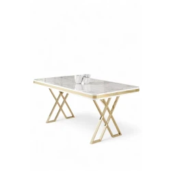 HANAH HOME Trpezarijski sto Vals White Marble Gold