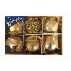 EVERGREEN božične bunkice mix Luxus, zlate, 8 cm, 6 kos