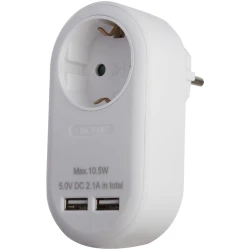 Razdelilec Entac 1x 16A in 2x USB bela