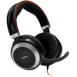 JABRA EVOLVE 80 UC Duo headset only with 3.5mm Jack (without USB Controller), headband, discret boomarm, active Noise Cancellation, Listen-In