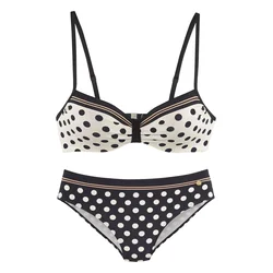 LASCANA Bikini temno rumena/črna/bela