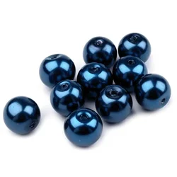 Stekleni voščeni biseri O10 mm - modri pariški (50 g)