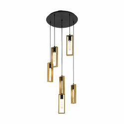 EGLO Viseća lampa LITTLETON 6xE27 50 cm crna/drvo 49549