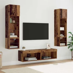 TV zidna jedinica Zidne 6 pcs Staro drvo Konstruirano drvo