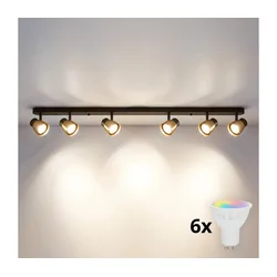 Brilagi - LED RGBW prigušiva spot svetiljka NUGGET 6xGU10/6W/230V crna/zlatna