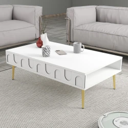Hanah Home Klub sto Lyon 33, 105x33.6x60 cm, Belo-zlatne boje