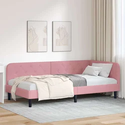 Kutni okvir kreveta Ružičasta 90 x 200 cm Baršun