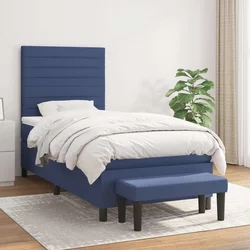 Vidaxl Box spring postelja z vzmetnico moder 90x190 cm blago