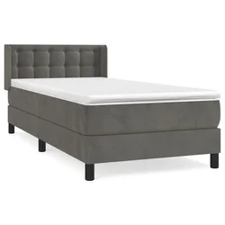 Vidaxl Box spring postelja z vzmetnico temno siva 80x200 cm žamet