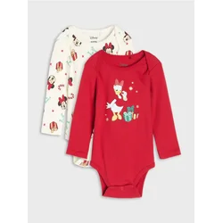 Sinsay - Pamučni bodi sa božićnim motivom 2 pack Minnie and Daisy - crvena
