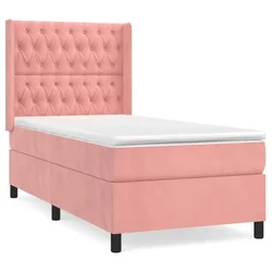 Vidaxl Box spring postelja z vzmetnico roza 90x200 cm žamet