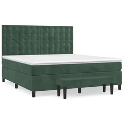 Vidaxl Box spring postelja z vzmetnico temno zelena 180x200 cm žamet