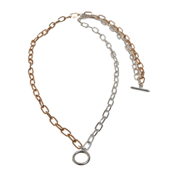 Two-tone layered necklace - gold and silver colors