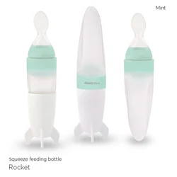 Kikka Boo Silikonska flašica sa kašičicom 90ml Rocket Mint