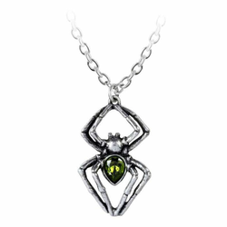 Ogrlica z obeskom ALCHEMY GOTHIC - Emerald Spiderling - Kositer - P904