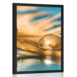 Plakat kaplja vode na zlatem peresu - 20x30 silver