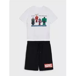 Sinsay - Pamučni komplet: majica i šorti Marvel - šareno