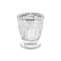 PartyDeco Stekleni srebrni svečnik 8cm