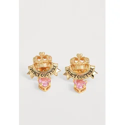 Juicy Couture Uhani Crown & Crystal Heart zlata/roza