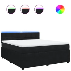 Vidaxl Box spring postelja z vzmetnico črna 180x200 cm žamet