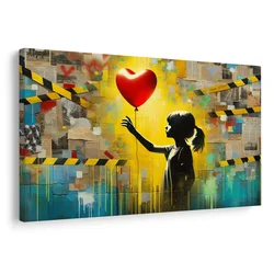 Slika deklica srce in balon - 150x100