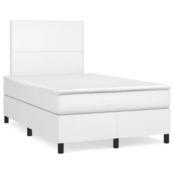 Vidaxl Box spring postelja z vzmetnico bel 120x200 cm umetno usnje