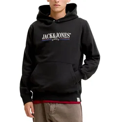 Jack & Jones dukserica Fusion sa kapuljačom za muškarce, crna