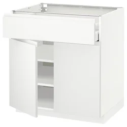 METOD/MAXIMERA Podstav omr s predalom/2 vrati, bela/Voxtorp mat bela, 80x60 cm