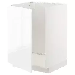 METOD Podni element za sudoperu, bela/Voxtorp v. sjaj bela, 60x60 cm