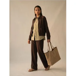 Sinsay - Wide leg pantalone sa mešavinom viskoze - braon