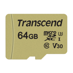 Transcend microSDXC 500S 64GB Class 10 UHS-I U3 V30 + Adapter