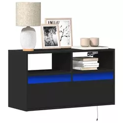 Zidni TV ormarić s LED svjetlima crni 80 x 31 x 45 cm