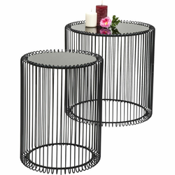 Meblo Trade Set pomoćnih stolića Wire - crni 44x44x45h cm
