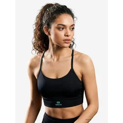 Tommy Life Nedrček TOMMY Damen-Figurbetontes Crop-Active-Top črna