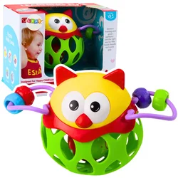 Senzorična igrača z mehko žogo Owl z ropotuljico, zelena