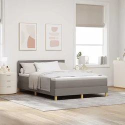 LED Box Spring Krevet Sivo-smeđa 140 x 200 cm tkanina