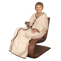 shumee Super Quilt - odeja iz flisa z gumbi, bež pončo