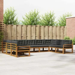 Set vanjskih sofa 9 kom. Prirodna i antracit