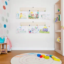 WallXpert drvena zidna letva za dečije crteže ART-HNGR-SET140, set 2 kom, 70 cm