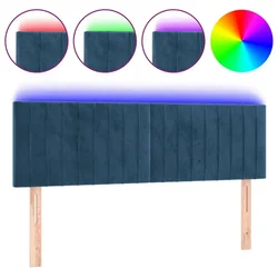Vidaxl LED posteljno vzglavje temno modro 144x5x78/88 cm žamet