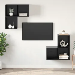 Set TV komoda Zidne 4 pcs Crni hrast Konstruirano drvo
