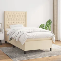 shumee Box spring postelja z vzmetnico krem 90x200 cm blago
