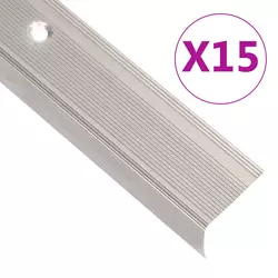Rubnjaci za stepenice L-oblika 15 kom aluminijski 90 cm bež