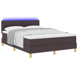 LED Box Spring Krevet Tamno smeđa 140 x 200 cm tkanina