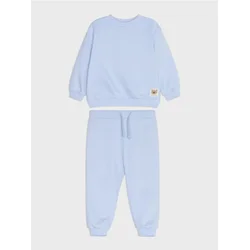 Sinsay - Pamučni komplet: crewneck duks i jogger pantalone sa našivkom medvedića - bledoplavo