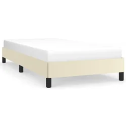 Vidaxl Posteljni okvir krem 90x200 cm umetno usnje