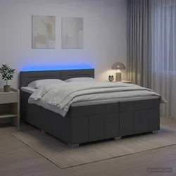 vidaXL Postelja boxspring z vzmetnico Temno siva 200 x 200 cm Blago
