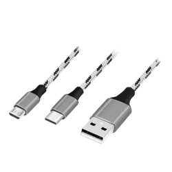 slomart USB kabel A/M do Micro USB + USB-C, 1.2m