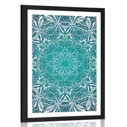 Plakat s paspartujem modro bela rozeta - 40x60 no frame