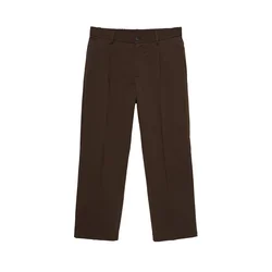 Pull&Bear Hlače z naborki temno rjava